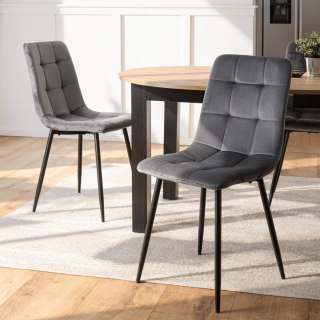 Krzesło Tapicerowane do Jadalni PERU Szare Welurowe Nowoczesne Loft