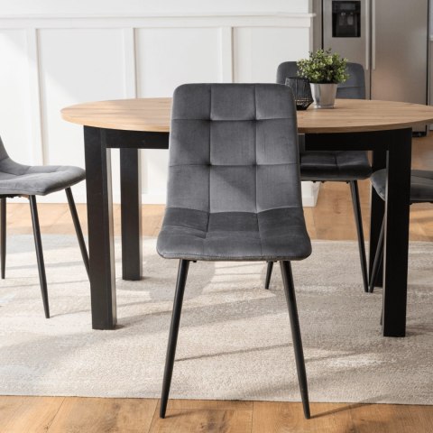 Krzesło Tapicerowane do Jadalni PERU Szare Welurowe Nowoczesne Loft