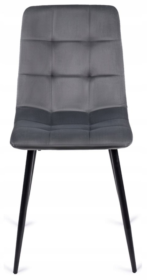 Krzesło Tapicerowane do Jadalni PERU Szare Welurowe Nowoczesne Loft