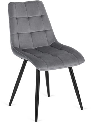 Krzesło Tapicerowane do Jadalni RIO Szare Welurowe Nowoczesne Loft