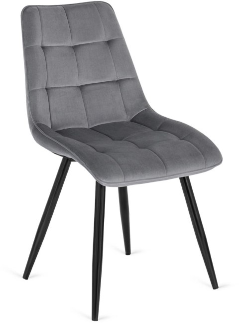 Krzesło Tapicerowane do Jadalni RIO Szare Welurowe Nowoczesne Loft
