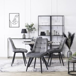 Krzesło Tapicerowane do Jadalni RIO Szare Welurowe Nowoczesne Loft
