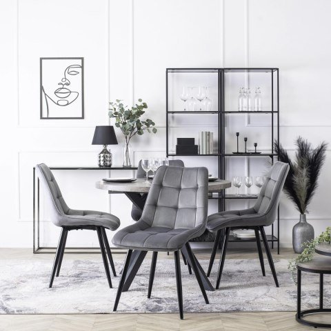 Krzesło Tapicerowane do Jadalni RIO Szare Welurowe Nowoczesne Loft