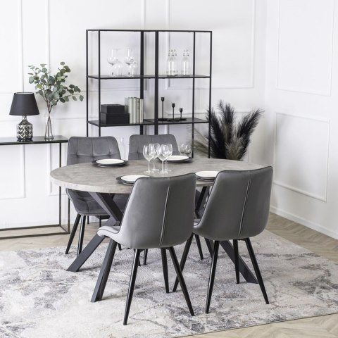 Krzesło Tapicerowane do Jadalni RIO Szare Welurowe Nowoczesne Loft