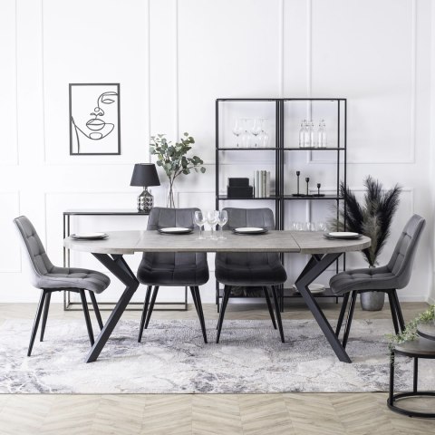 Krzesło Tapicerowane do Jadalni RIO Szare Welurowe Nowoczesne Loft