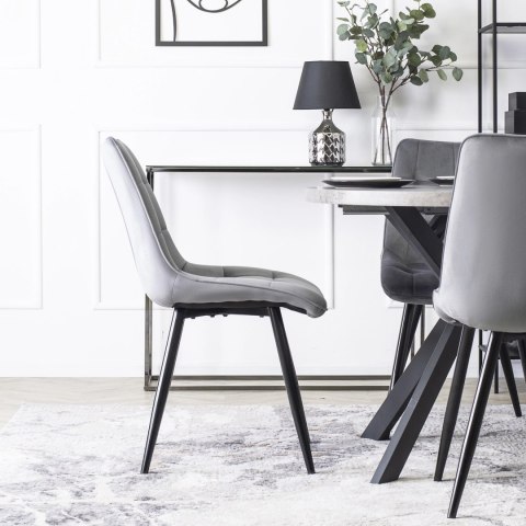 Krzesło Tapicerowane do Jadalni RIO Szare Welurowe Nowoczesne Loft