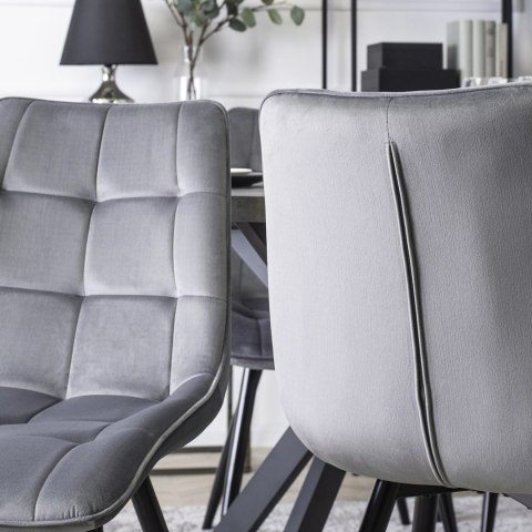 Krzesło Tapicerowane do Jadalni RIO Szare Welurowe Nowoczesne Loft