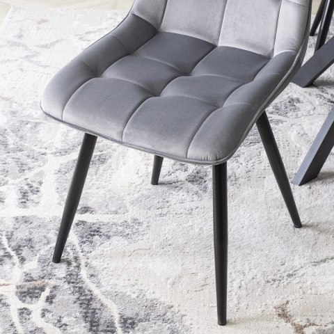 Krzesło Tapicerowane do Jadalni RIO Szare Welurowe Nowoczesne Loft