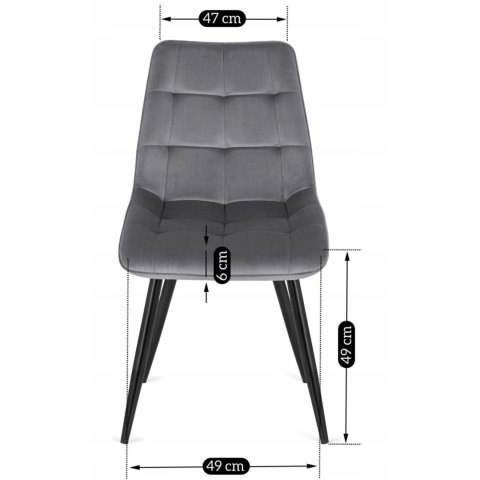 Krzesło Tapicerowane do Jadalni RIO Szare Welurowe Nowoczesne Loft