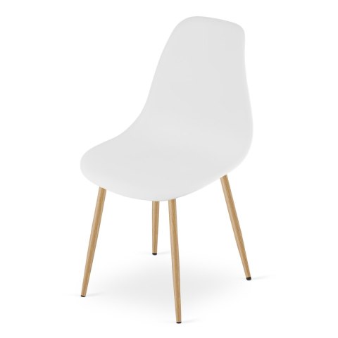 Zestaw Stół KAMI Okrągły 60cm - biały / naturalne nogi + 2 krzesła WAT białe / nogi naturalne
