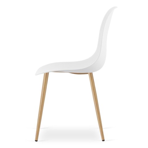 Zestaw Stół TESSA 120cm x 60cm - dąb / białe nogi + 4 krzesła WAT białe / nogi naturalne