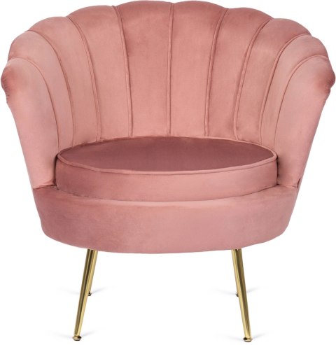 Fotel Wypoczynkowy do Salonu ANGEL Muszelka Różowy Welurowy Nowoczesny