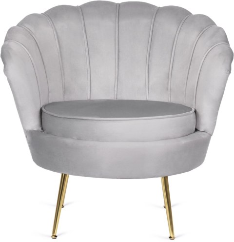 Fotel Wypoczynkowy do Salonu ANGEL Muszelka Szary Welurowy Nowoczesny