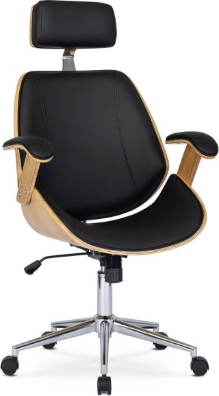 Fotel Dąb Złoty FABIAN Dąb Złoty/Czarny Ekoskóra