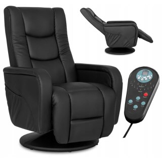 Fotel Masujący Obrotowy SPIKE Czarny Ekoskóra