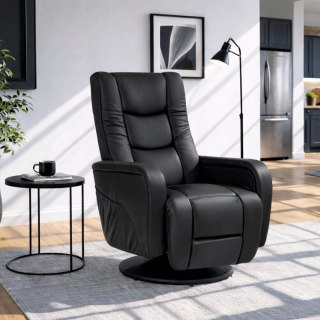 Fotel Masujący Obrotowy SPIKE Czarny Ekoskóra