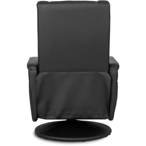 Fotel Rozkładany Obrotowy Masujący z Podnóżkiem SPIKE Czarny Ekoskóra Nowoczesny