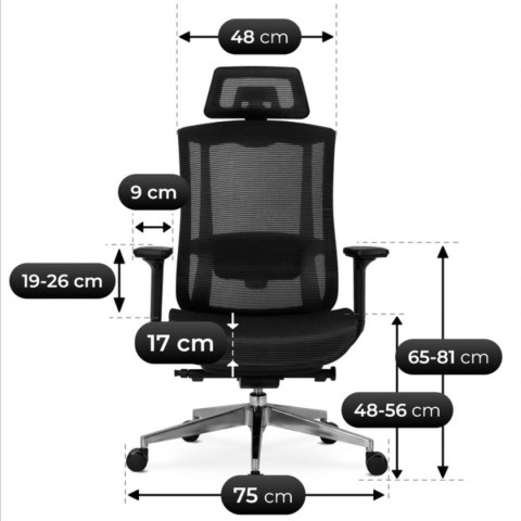 Fotel Biurowy Ergonomiczny Obrotowy DYLAN Czarny
