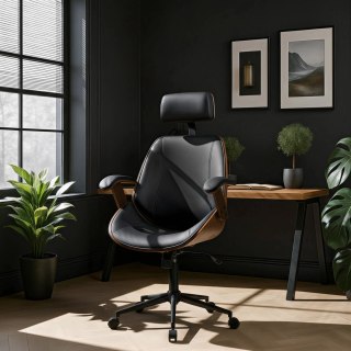 Fotel Obrotowy FABIAN Orzech/Czarny Ekoskóra