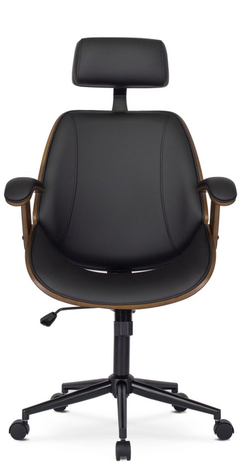 Fotel Gabinetowy Pikowany z Drewna Giętego FABIAN Ekoskóra Orzech/Czarny Loft