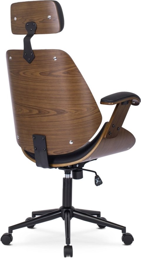 Fotel Gabinetowy Pikowany z Drewna Giętego FABIAN Ekoskóra Orzech/Czarny Loft