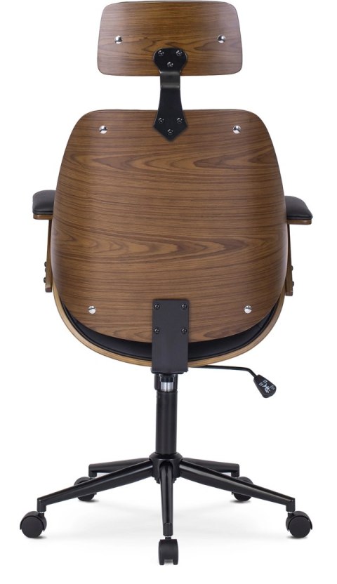 Fotel Gabinetowy Pikowany z Drewna Giętego FABIAN Ekoskóra Orzech/Czarny Loft