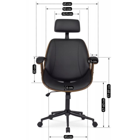 Fotel Gabinetowy Pikowany z Drewna Giętego FABIAN Ekoskóra Orzech/Czarny Loft