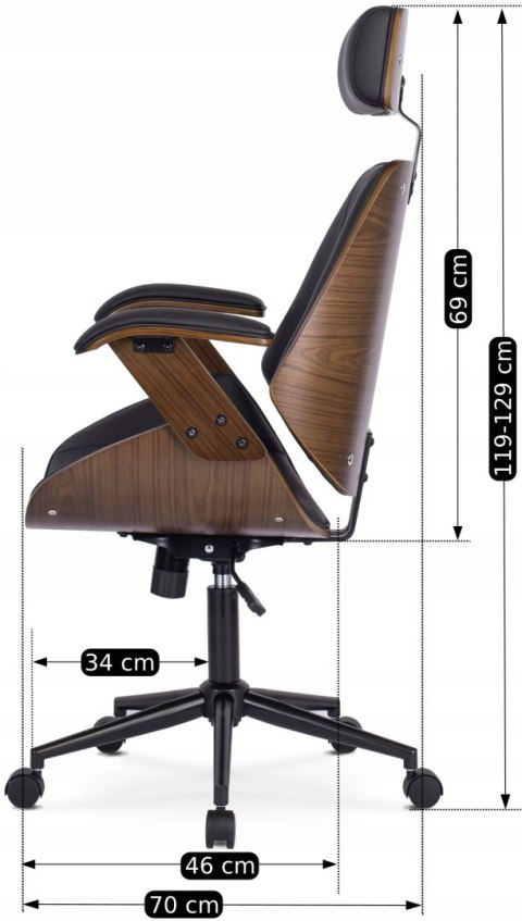 Fotel Gabinetowy Pikowany z Drewna Giętego FABIAN Ekoskóra Orzech/Czarny Loft