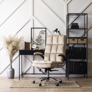 Fotel Biurowy Gabinetowy Obrotowy LONDON Beżowy Welurowy do Biurka