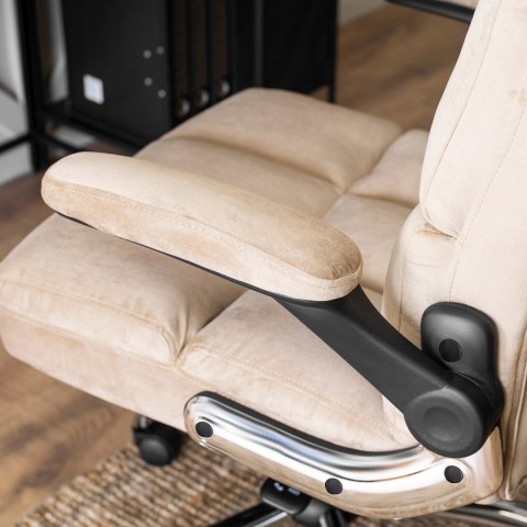 Fotel Biurowy Gabinetowy Obrotowy LONDON Beżowy Welurowy do Biurka