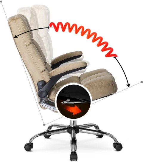 Fotel Biurowy Gabinetowy Obrotowy LONDON Beżowy Welurowy do Biurka