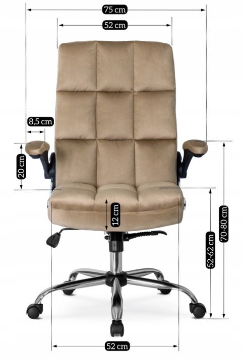 Fotel Biurowy Gabinetowy Obrotowy LONDON Beżowy Welurowy do Biurka