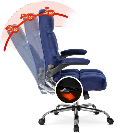 Fotel Biurowy Gabinetowy Obrotowy LONDON Granatowy Welurowy Nowoczesny