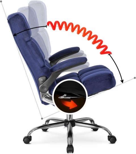 Fotel Biurowy Gabinetowy Obrotowy LONDON Granatowy Welurowy Nowoczesny