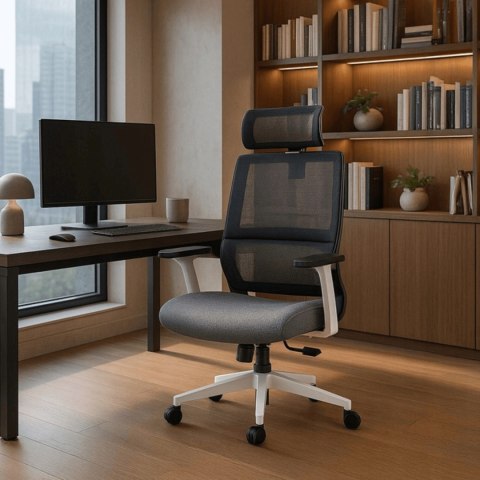 Fotel Biurowy Ergonomiczny Obrotowy NICKI Szary Nowoczesny