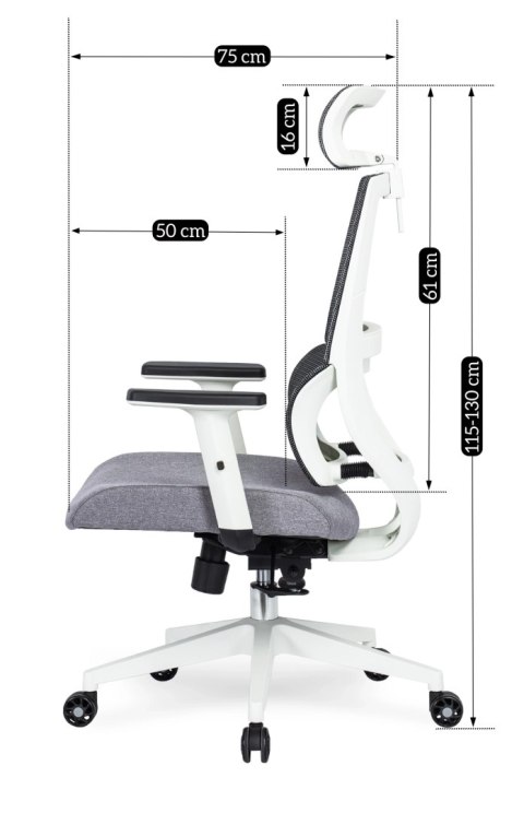 Fotel Biurowy Ergonomiczny Obrotowy NICKI Szary Nowoczesny