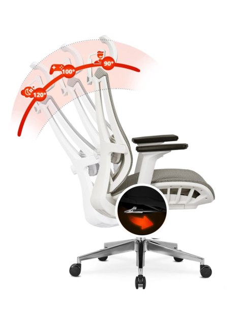 Fotel Biurowy Ergonomiczny Obrotowy SKY Beżowy Nowoczesny