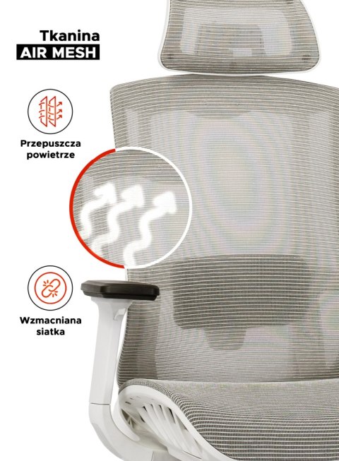 Fotel Biurowy Ergonomiczny Obrotowy SKY Beżowy Nowoczesny