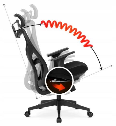 Fotel Obrotowy SPIRAL Ergonomiczny Czarny