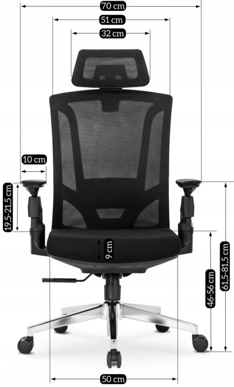 Fotel Obrotowy WILLY Ergonomiczny Czarny