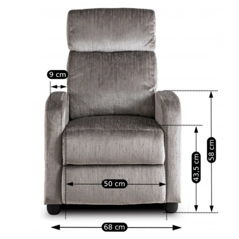 Fotel Rozkładany DANNY Szary Welurowy