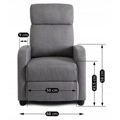 Fotel Rozkładany DANNY Wypoczynkowy z Podnóżkiem Szary Nowoczesny