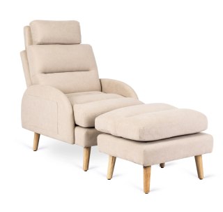 Fotel Wypoczynkowy HENRY z Podnóżkiem Beżowy