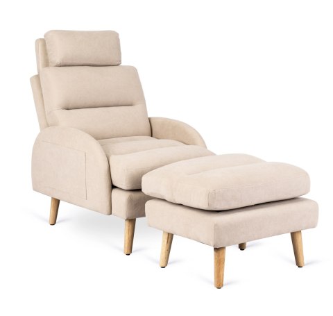 Fotel Wypoczynkowy HENRY z Podnóżkiem Beżowy