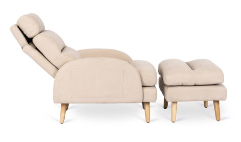 Fotel Wypoczynkowy HENRY z Podnóżkiem Beżowy