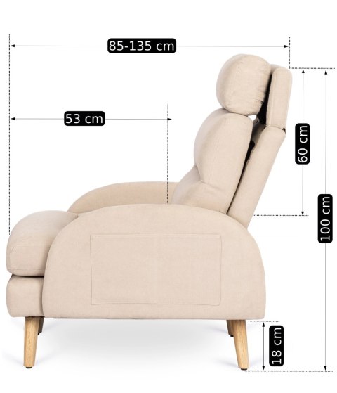 Fotel Wypoczynkowy HENRY z Podnóżkiem Beżowy