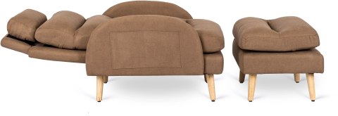 Fotel Wypoczynkowy HENRY z Podnóżkiem Brązowy Nowoczesny Loftowy