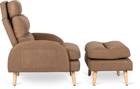 Fotel Wypoczynkowy HENRY z Podnóżkiem Brązowy Nowoczesny Loftowy