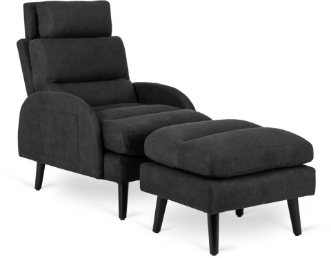 Fotel Wypoczynkowy HENRY z Podnóżkiem Czarny