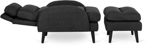 Fotel Wypoczynkowy HENRY z Podnóżkiem Czarny